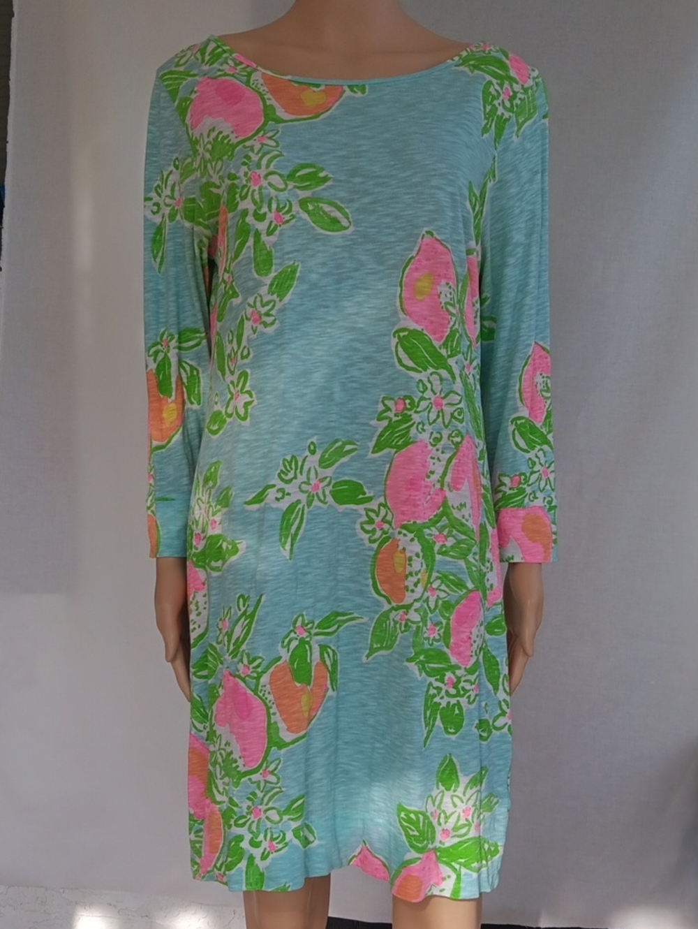 Lilly Pulitzer Light Blue Dress with Pink & Green Floral Print